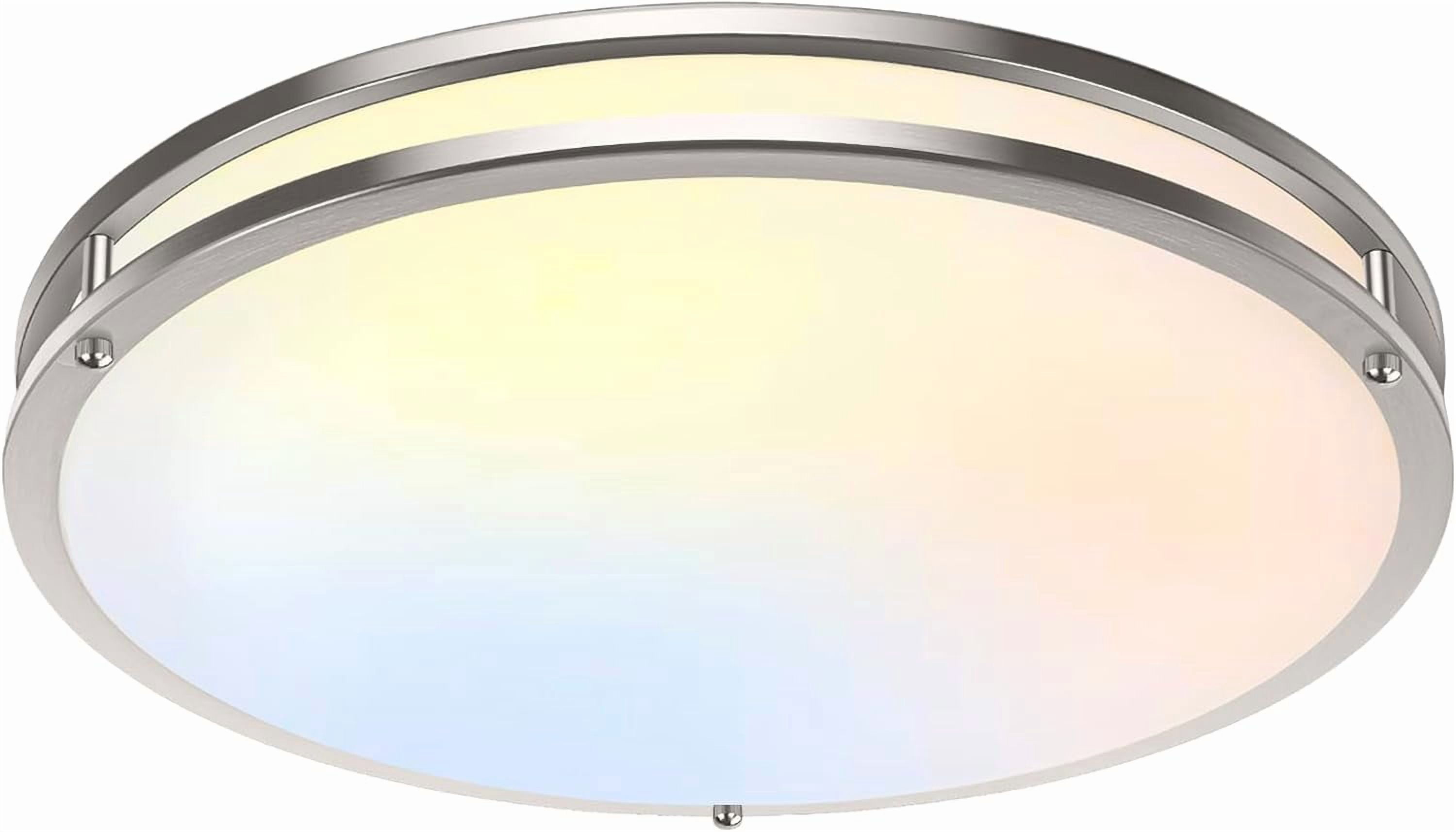 36W LED Flush Mount Ceiling Light Fixture, 13inch LED Ceiling Light 3600LM, Modern Ceiling Light 2700K/3000K/4000K/5000K/6500K 5CCT, Brushed Nickle Dimmable Ceiling Lamp for Living Room Kitchen