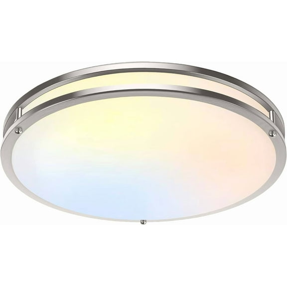 36W LED Flush Mount Ceiling Light Fixture, 13inch LED Ceiling Light 3600LM, Modern Ceiling Light 2700K/3000K/4000K/5000K/6500K 5CCT, Brushed Nickle Dimmable Ceiling Lamp for Living Room Kitchen