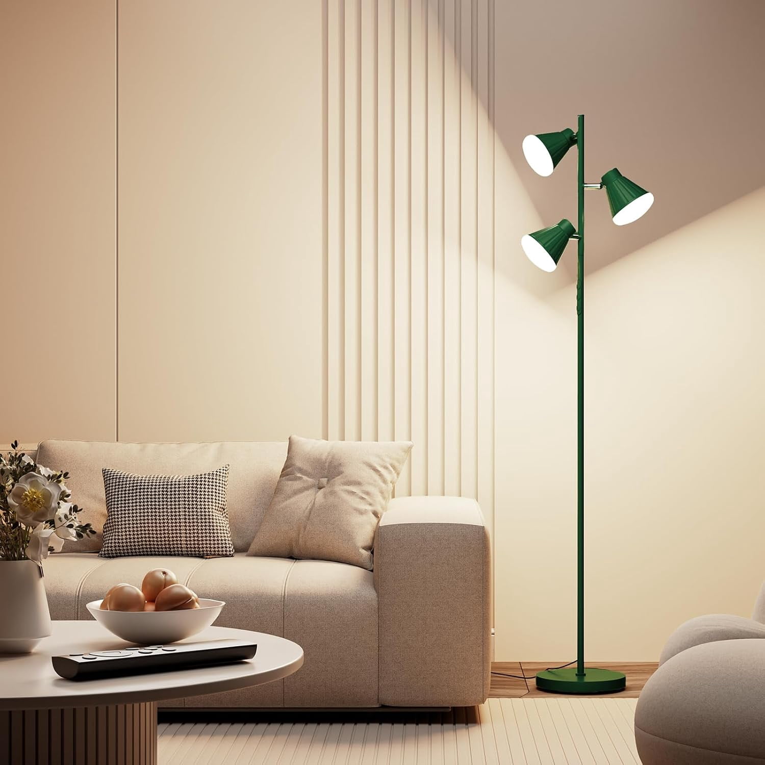 36W LED Tree Floor Lamp, Dimmable Tall Standing Lamp with Remote ...