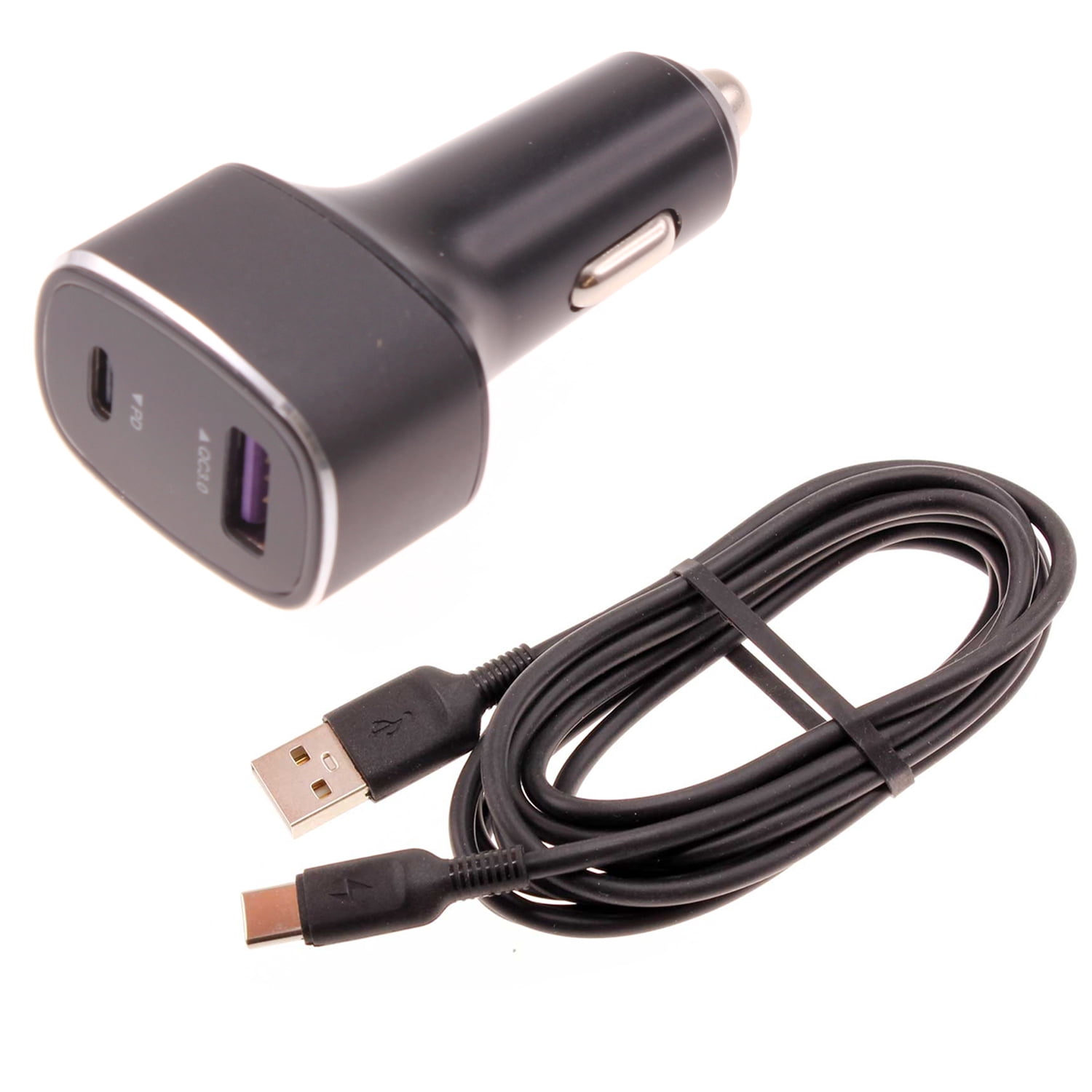 36W PD Fast Car Charger 6ft USB-C Cable for Samsung Galaxy S20/FE/FE/Plus/Ultra/S21/FE/FE/Plus/Ultra/S22/Plus/Ultra - 2-Port Long Cord Power Adapter Type-C Wire DC Socket Plug-in