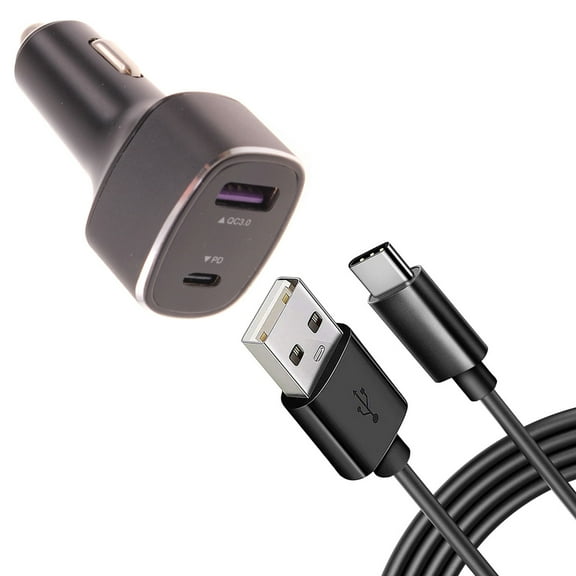 36W PD Fast Car Charger Compatible With iPad Mini 8.3" (2021 6th Gen) - 6ft USB-C Cable 2-Port Long Cord Power Adapter Type-C Wire DC Socket