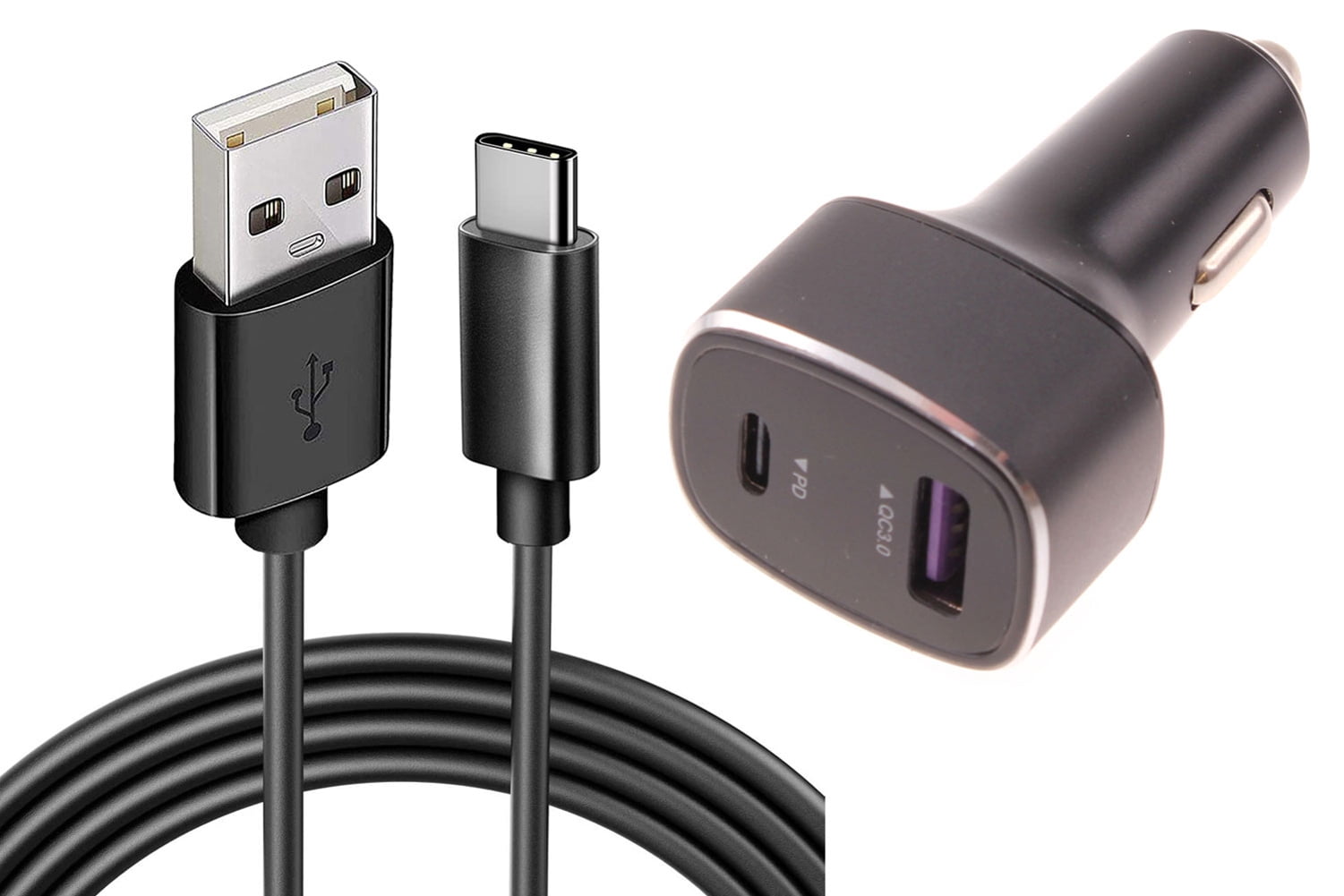 36W PD Fast Car Charger for Nokia C300, G100, C110, G310 5G Phones - 6ft USB-C Cable 2-Port Long Cord Power Adapter Type-C Wire for Nokia C300, G100, C110, G310 5G Models