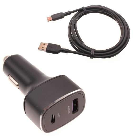 36W PD Fast Car Charger for Samsung Galaxy A71/A51/A21/A11 - 6ft USB-C Cable 2-Port Long Cord Power Adapter Type-C Wire for Galaxy A71/A51/A21/A11
