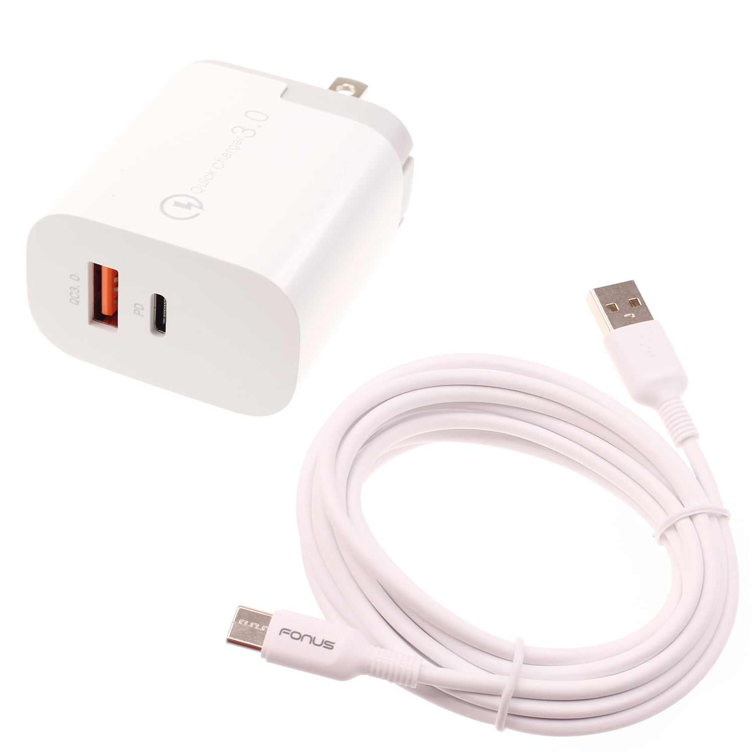 36W PD Home Charger Compatible With iPhone 16e/17e - Fast Type-C 6ft Long Cable USB-C Power Cord QC3.0 Adapter