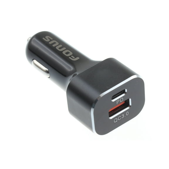 36W Quick Car Charger for LG K8X, Tribute Monarch, Phoenix 5, Fortune 3, Aristo 5 - 2-Port USB Type-C PD Power Adapter DC Socket Plug-in Smart Detect Compact D9E