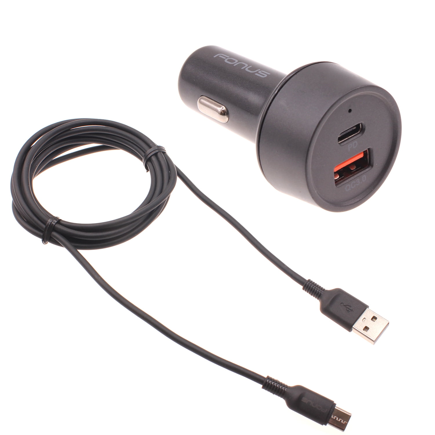 36W Quick Car Charger for Nokia C110/C210/C100 - 2-Port USB Cable Type-C PD Power Adapter DC Socket