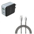 thumbnail image 1 of 36W Quick Home Charger w 6ft Metal USB Cable Z3K for Blackberry KEYone, Key2 LE - BLU G9, Vivo XI Plus 5 - CAT S61 S48c - Coolpad Legacy - Essential Phone (PH-1) - Google Pixel XL 3a XL 3 XL 2, 1 of 11