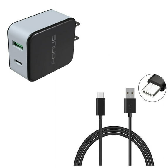 36W Quick Home Charger w Type-C 10ft USB Cable E1E for Blackberry KEYone, Key2 LE - BLU G9, Vivo XI Plus 5 - CAT S61 S48c - Coolpad Legacy - Essential Phone (PH-1) - Google Pixel XL 3a XL 3 XL