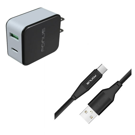 36W Quick Home Charger w Type-C 10ft USB Cable P6D for Blackberry KEYone, Key2 LE - BLU G9, Vivo XI Plus 5 - CAT S61 S48c - Coolpad Legacy - Essential Phone (PH-1) - Google Pixel XL 3a XL 3 XL