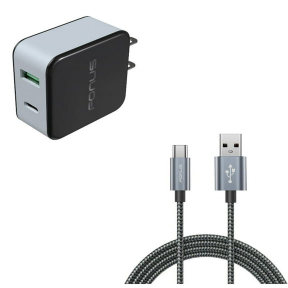 36W Quick Home Charger w Type-C 6ft USB Cable M1X for Razer Phone 2 - RED Hydrogen One - Samsung Galaxy Tab S3 9.7 S9 Plus, S8+ S8, S10e S10 Plus active 5G Note 9 8 A9 A50 - Sonim XP8 XP3