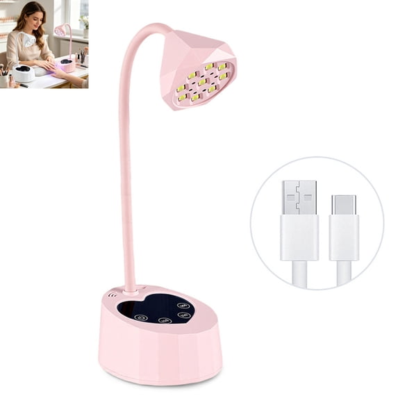 36W Rechargeable UV Nail Lamp, Lotus Flower Shape Gel Nail Light with Auto Sensor Heart Base, Portable Desktop Nail Dryer for Gel Polish Press On Nails Nail Tips DIY Home Salon Manicure Tools,Pink