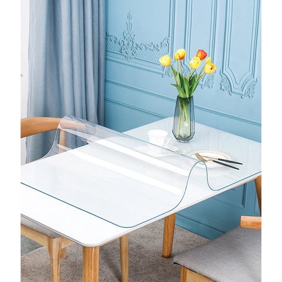 36X108 Inch Clear Vinyl Dining Table Protector Plastic Tablecloth Liner Cover Wipeable Easy Clean Heat Resistant Protective Pad PVC Furniture Writing Desk Dining Coffee Kitchen Tabletop