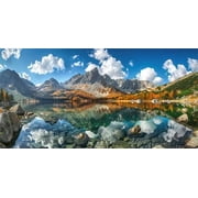 36X18IN, Natural Mountain Aquarium Background, Art Natural Landscape Theme Fish Tank Background, Crawling Terrarium Background with 8 EVA Double-Sided Tape