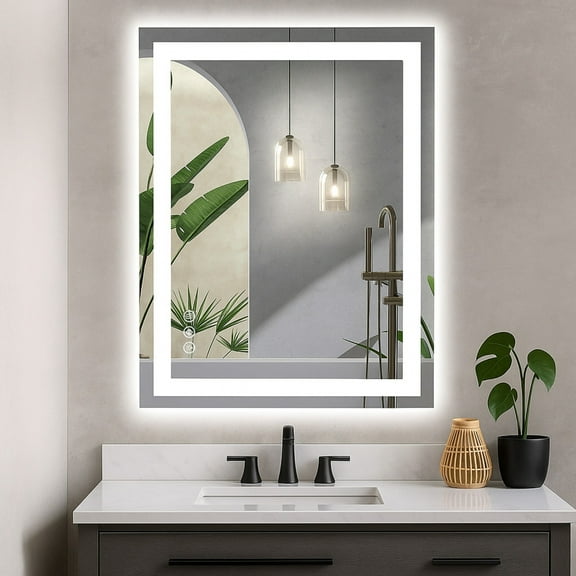 36X28 LED Bathroom Mirror with Lights, Anti-Fog, Dimmable, Backlit & Front Lit, Lighted Bathroom Vanity Mirror for Wall, Memory Function, Tempered Glass, Shatter-Proof