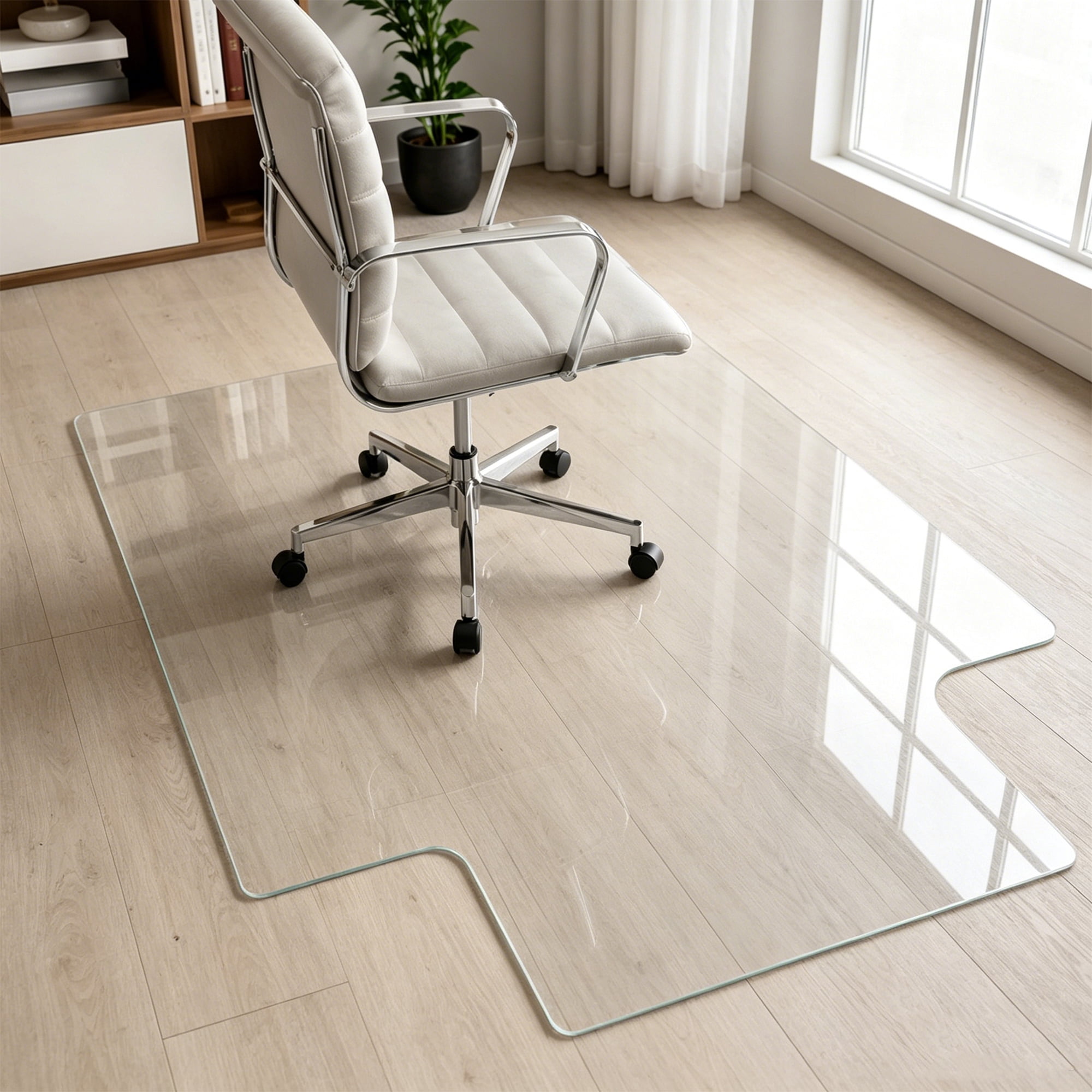 36X47 Inch Clear Irregular Tempered Glass Chair Mat, Heavy Duty Floor Protector with High Strength & Scratch Resistance for Home Office