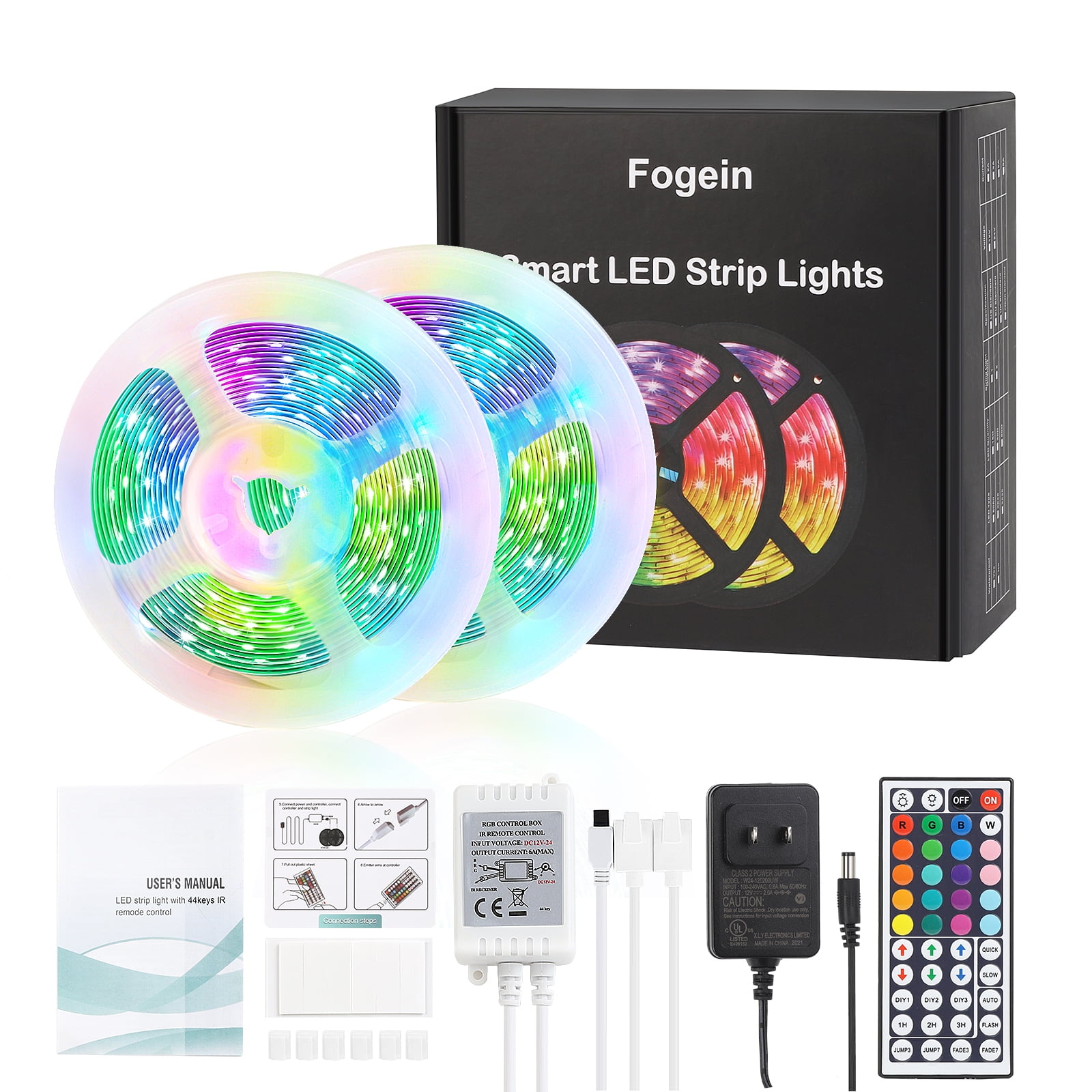 36ft RGB LED Strip Lights Kit with 44-Key Remote, Color Changing LED Lights for Bedroom, Home, Kitchen, Party Decoration