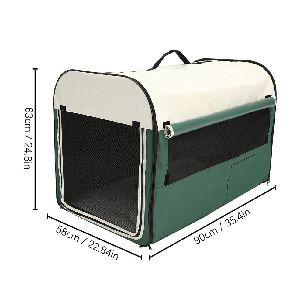 36in Green Soft Sided Portable Dog Crate Lightweight Travel Collapsible