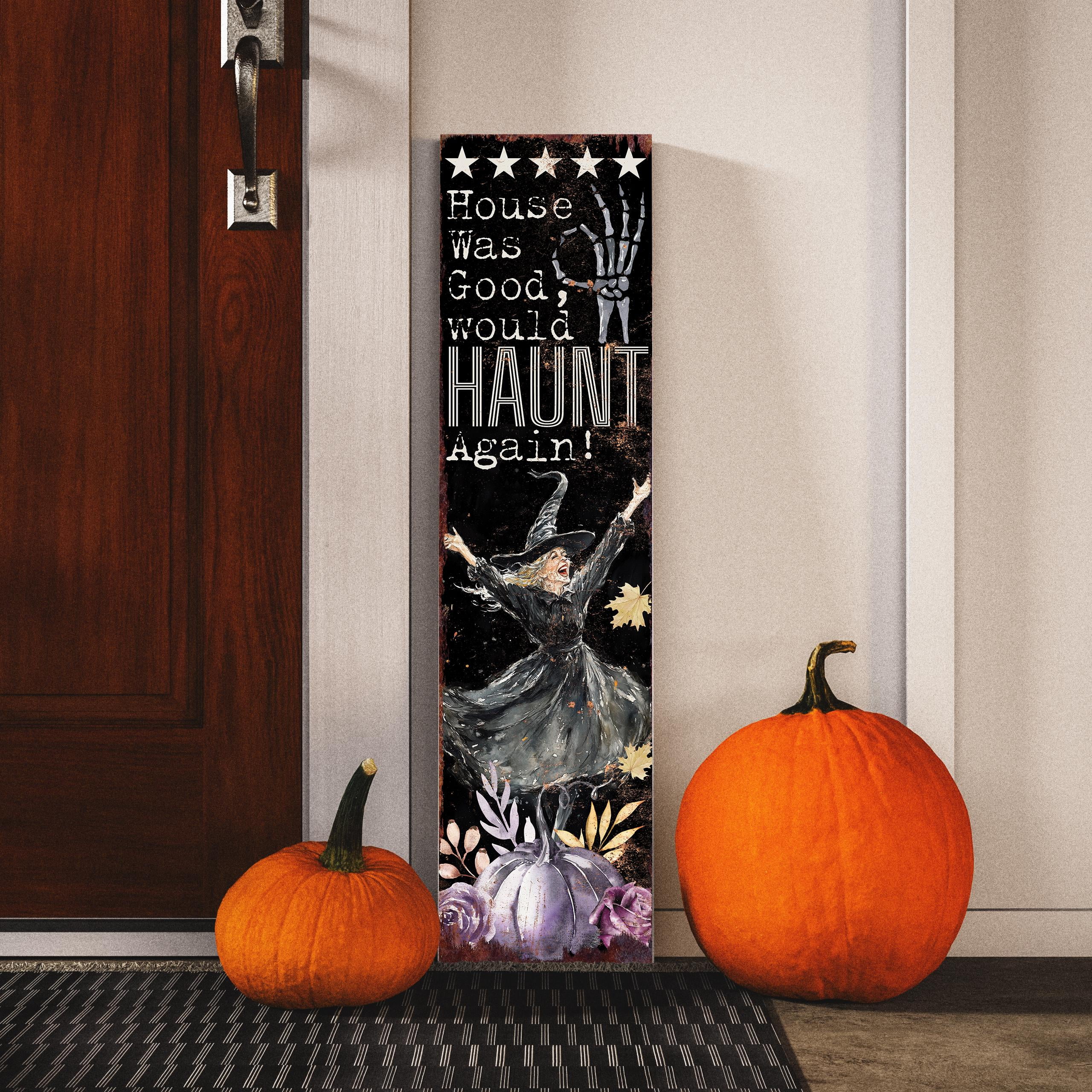 36in Halloween Witch Porch Sign - Rustic Farmhouse Entryway Decor, Halloween Front Door Board ...