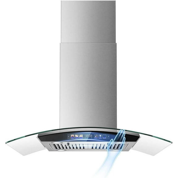 36in Island Range Hood 700 CFM, Gesture & Touch Control, 4 LED Lights, Stainless Steel
