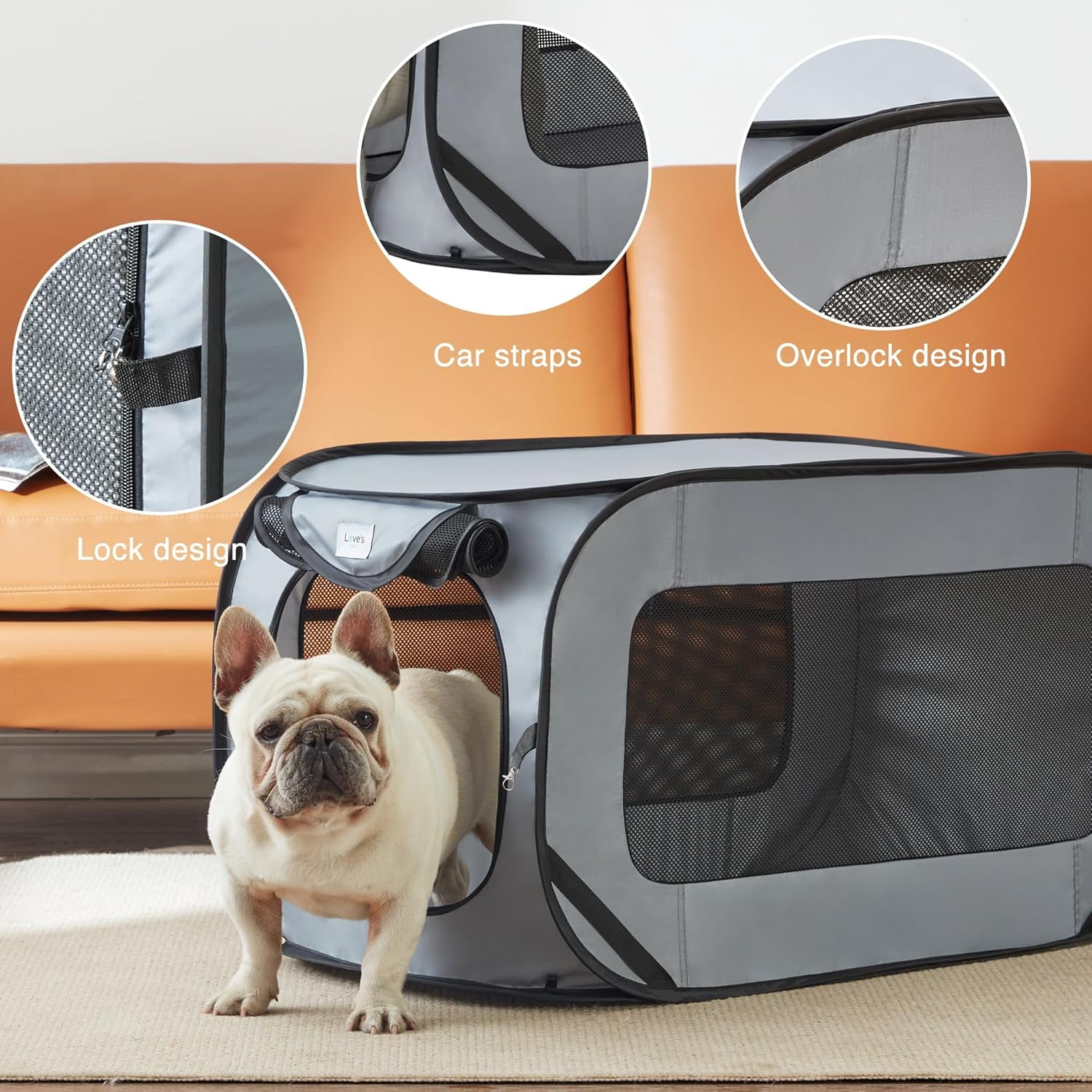 Image showcasing 36in Portable Large Dog Bed - Pop Up Dog Kennel, Indoor Outdoor Crate ...