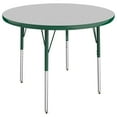 thumbnail image 1 of 36in Round Everyday T-Mold Adjustable Activity Table Grey/Green - Standard Swivel with Four 14in Stack Chairs Green - Swivel Glide, 1 of 2