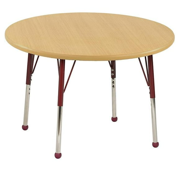 36in Round Premium Thermo-Fused Adjustable Activity Table Maple/Maple/Red - Toddler Ball