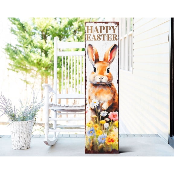 36in Rustic Farmhouse 'Happy Easter' Sign for Front Porch Sign| Easter Outdoor Decor for Front Door