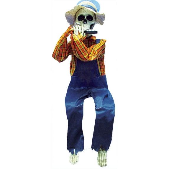 36in. Skeleton Playing Harmonica Halloween Decoration