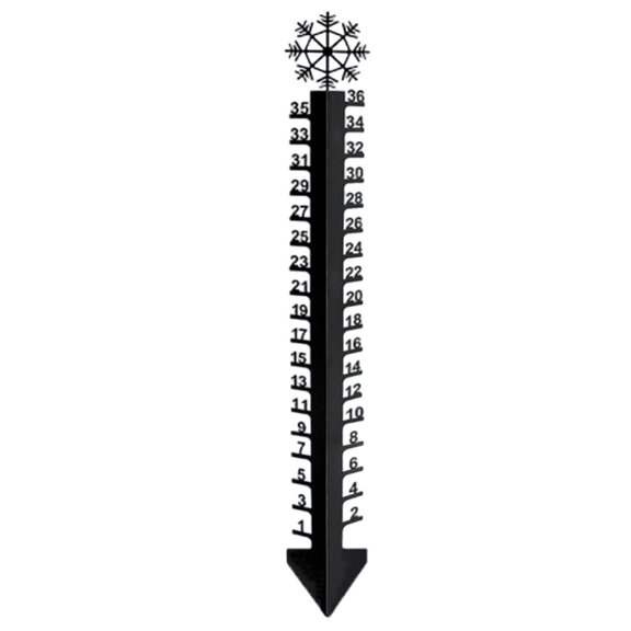 36in Snow Gauge with Temperature Meter Winter Snowflake Metal Ruler Snowfalls Gauge Snow Measuring for Yard