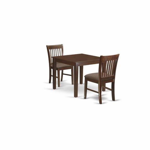 36in Square Solid Wood Dining Table with Eye-Catching Chairs - Elegant Mahogany Finish, Slatted Back Design, Cushion or Wood Seat Options