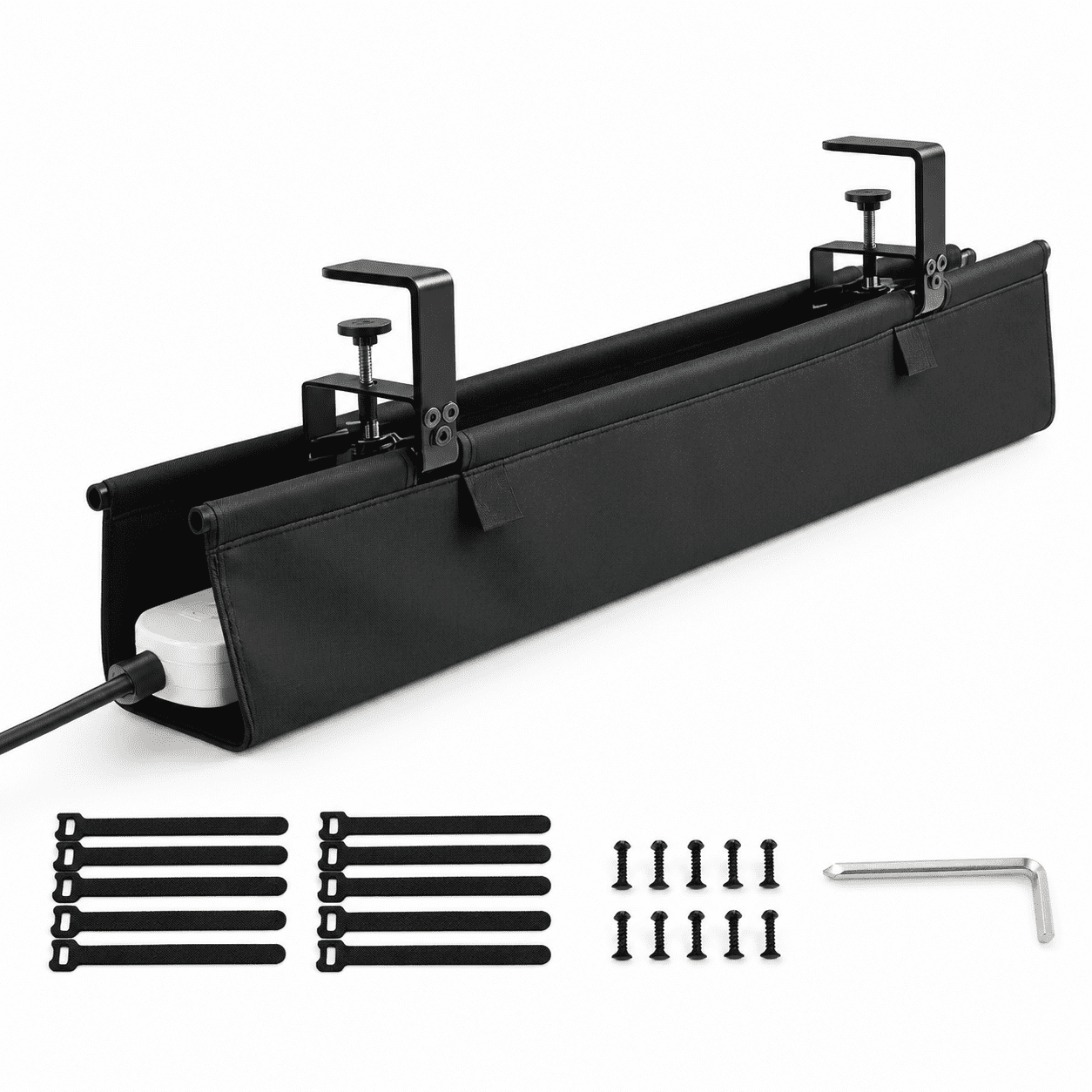 36in Under Desk Fabric Cable Management Tray No Drill Cord Organizer ...