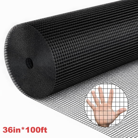 36in x 100ft Hot Dipped Galvanized Hardware Cloth, 1/2 Inch Square Mesh 17 Gauge Welded Chicken Wire Roll, Heavy Duty Garden Fencing for Chicken Coop Rabbit Cage Farm DIY Projects, Black