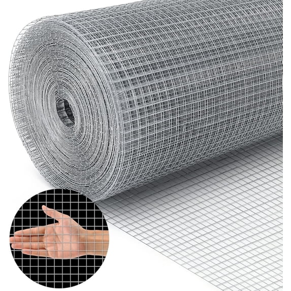 36in x 100ft Silver Hardware Cloth, 1/4 inch 23 Gauge Hot-dip Galvanized After Welding Wire Mesh Roll, Metal Chicken Wire Fencing, Garden Plant Fence for Chicken Coop