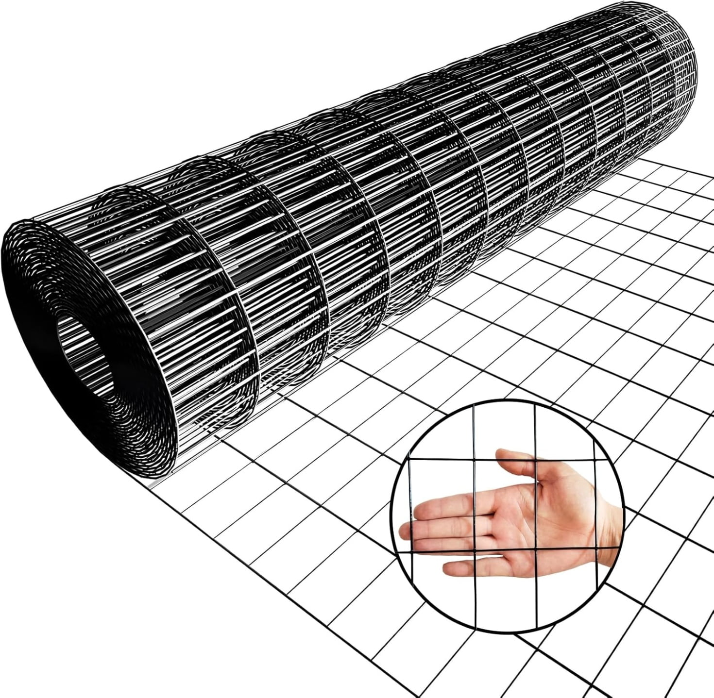 36in x 50ft Black PVC Coated Welded Wire Mesh Roll, 2" x 3" 16 Gauge Hardware Cloth for Chicken Coop, Garden Fence, and Outdoor Protection