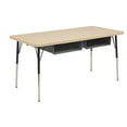 thumbnail image 1 of 36in x 60in Rectangle T-Mold Adjustable Activity Table with Book Box Standard Swivel - Maple/Maple, 1 of 1
