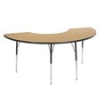 thumbnail image 1 of Early Childhood Resources ELR14120P6X14-OKBKTS 36 x 72 in. Half Moon Activity Table with Toddler Legs & 6 x 14 in. Stack Chairs&#44; Swivel Glides - Oak & Black, 1 of 2