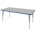 thumbnail image 1 of 36in x 72in Rectangle Everyday T-Mold Adjustable Activity Table Grey/Blue - Standard Swivel with Eight 18in Stack Chairs Blue - Swivel Glide, 1 of 2