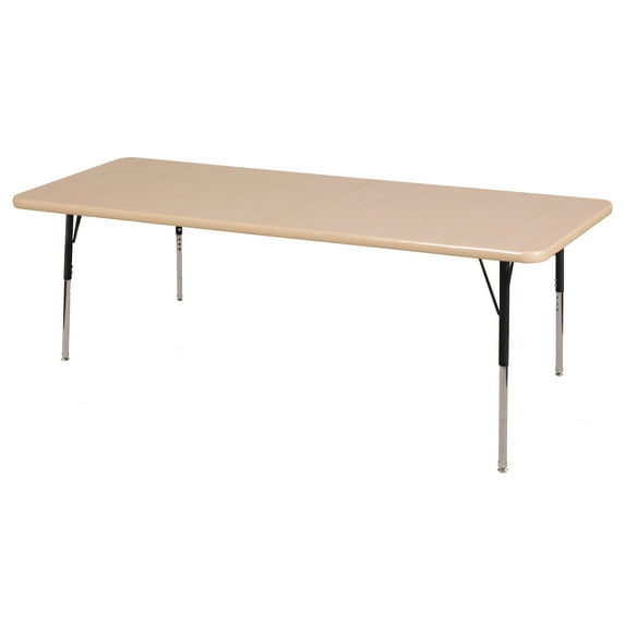 36in x 72in Rectangle Premium Thermo-Fused Adjustable Activity Table Maple/Maple/Black - Toddler Swivel