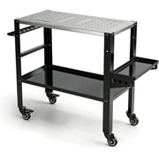 36in x18in Welding Workbench Table 1200 lbs Capacity Steel Rolling Welding Table with Lockable Wheels Tool Racks Tray 5x