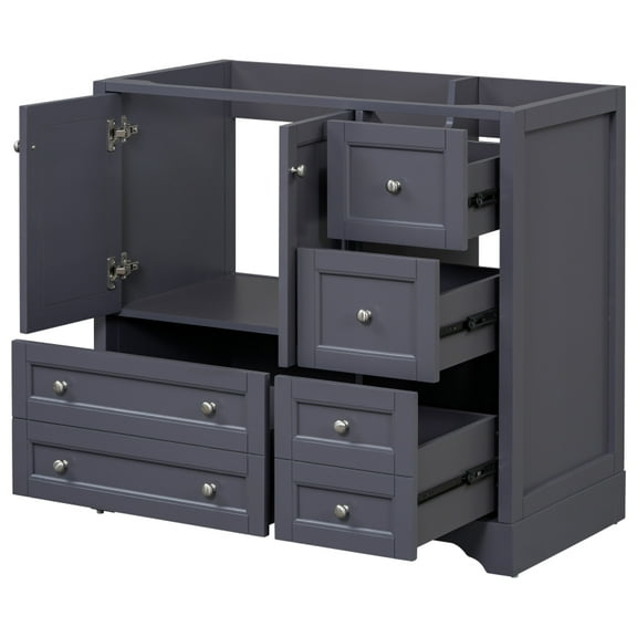 36inch Bathroom Vanity without Sink, Solid Wood Freestanding Bathroom Vanities with 4 Storage Drawers and Shelf, Soft Closing Doors (NOT INCLUDE BASIN SINK)