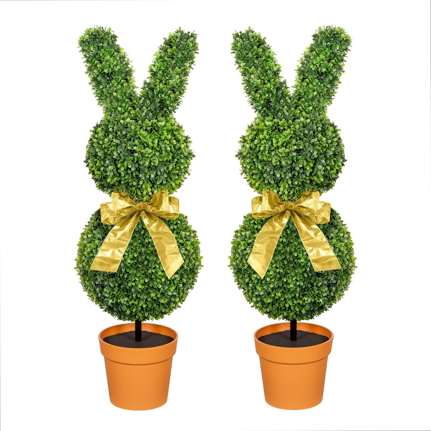 36inch Bunny Shaped Boxwood Topiary with Terracotta-Look Plastic ...
