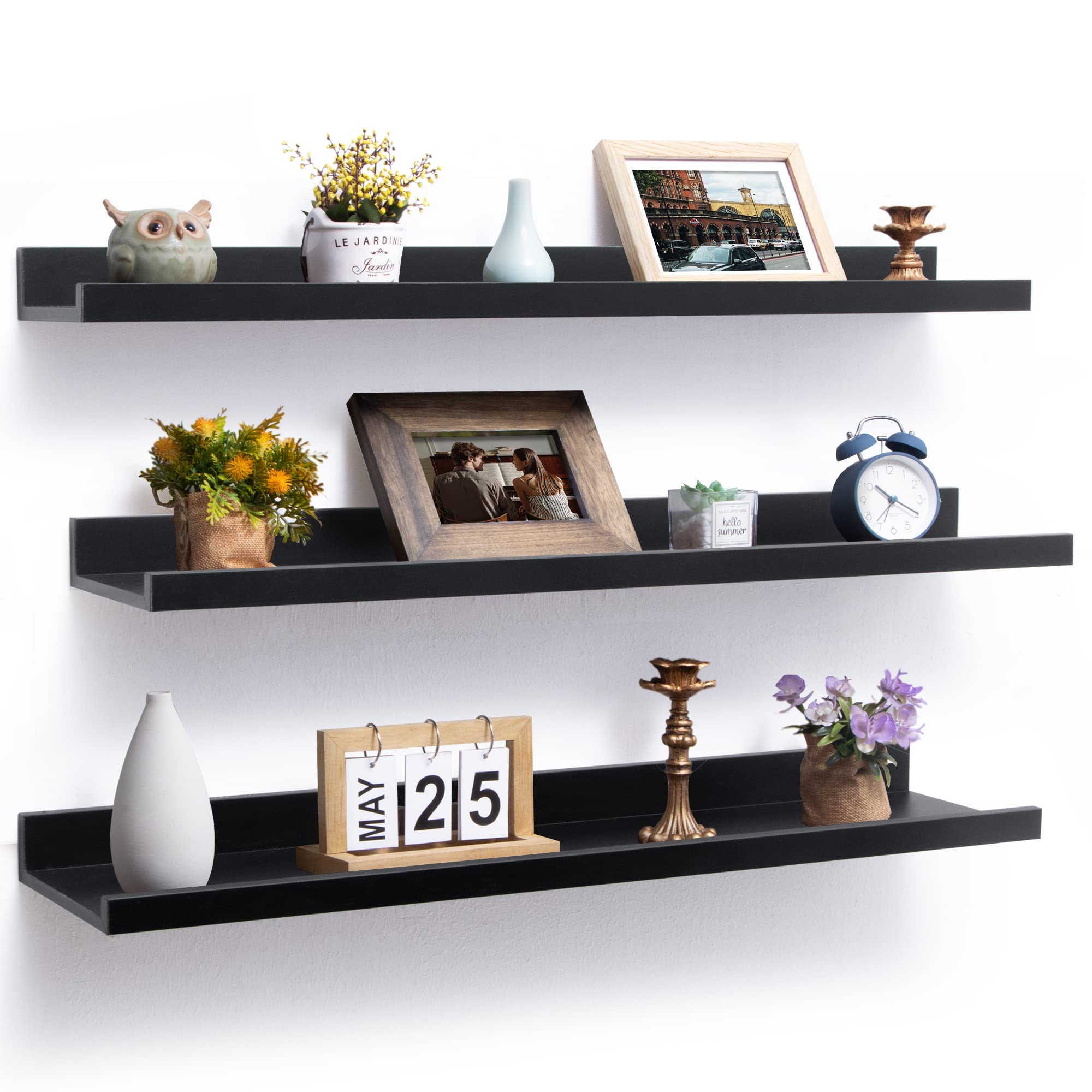 Isabella Black Round Wood-Metal Modern Wall Shelf - Walmart.com