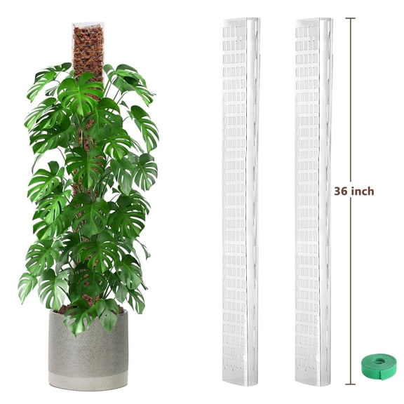 36 Inch Plastic Moss Pole for Monstera, 2 Pcs Large D-Shaped Poles for Climbing Plants Work with Sphagnum Moss, Total 70 Inch