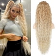 thumbnail image 1 of 36inch Synthetic Corn Wavy Long Ponytail Hair Extension  wig Kinky Curly Thick Clip In Drawstring Ponytail On Hair accessory, 1 of 9