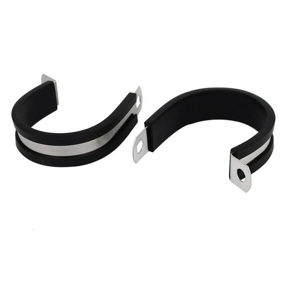 36mm Dia EPDM Rubber Lined P Clips Cable Hose Pipe Clamps Holder 2pcs