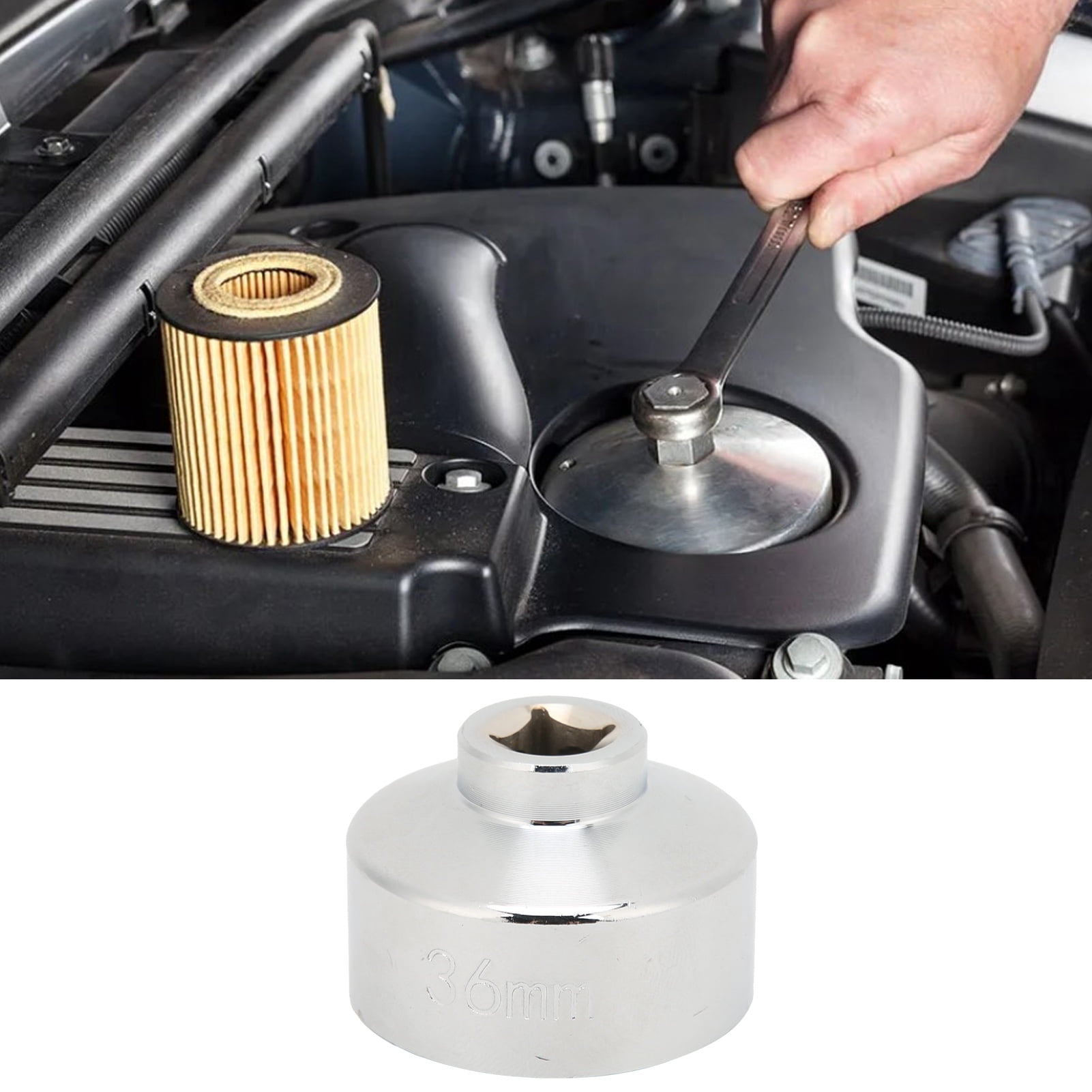 36mm Oil Filter Socket Wrench Removal Tool Heavy Duty Steel Replacement