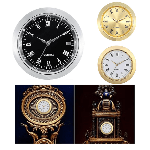 36mm Quartz Clock Insert, Classic Clock Craft Quartz Movement Inserts,Quartz Clock Fit-up,Mini Arabic Numeral Clock Easy Repair Replacement DIY Supplies(C)