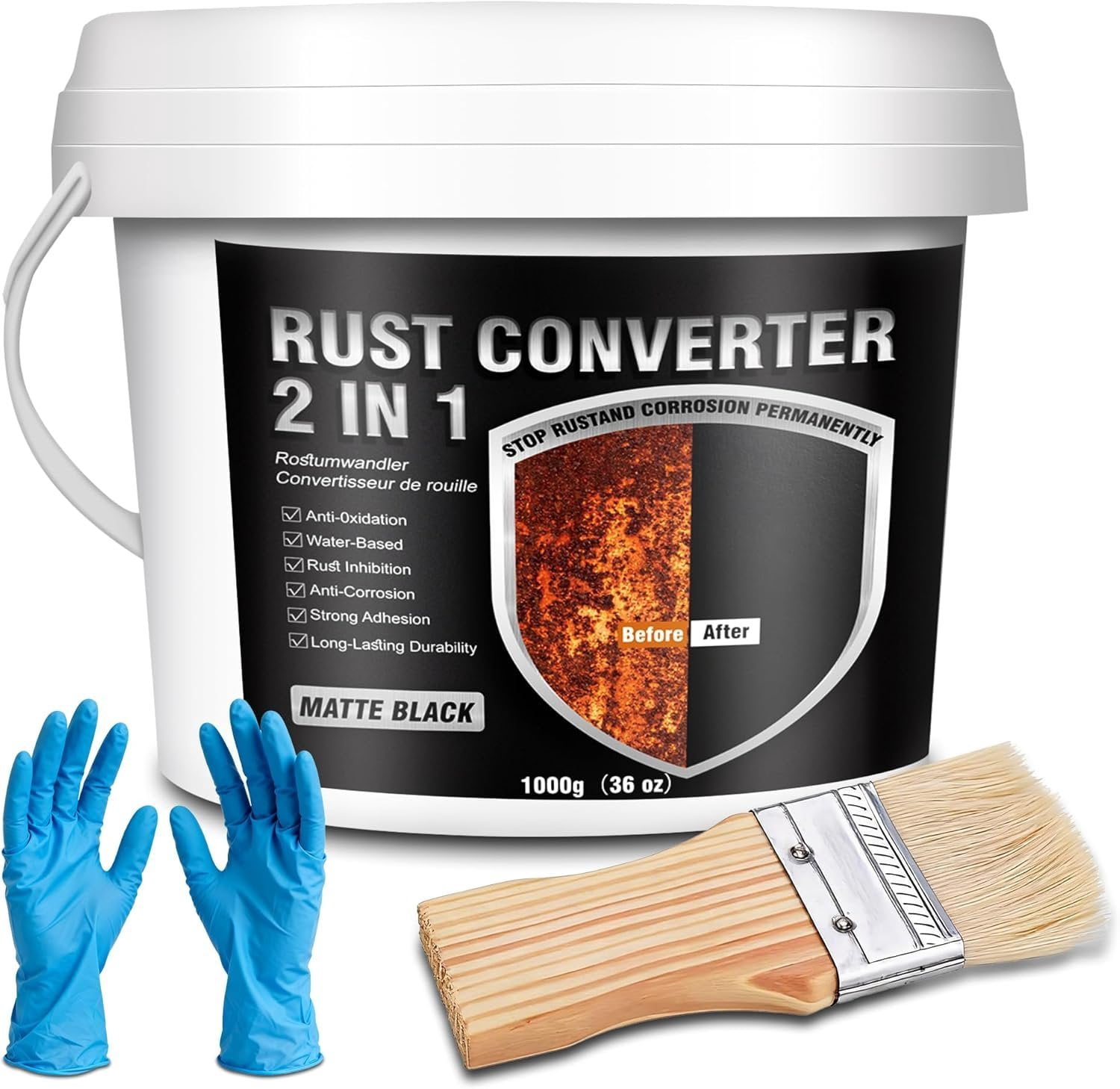 Ultra Rust 36oz 2-in-1 Rust Converter & Metal Primer, Black Water-Based Rust ...