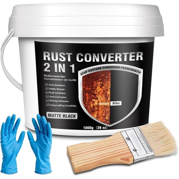 36oz 2-in-1 Rust Converter & Metal Primer, Black Water-Based Rust Reformer, Ultra Rust Inhibitor & Heat Resistant Anti- Coating for Automotive Chassis, Marine, Railings & Fences