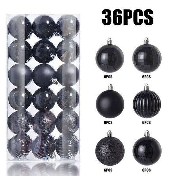 36pc 1.2in Christmas Tree Bauble Hanging Shiny Plastic Ball Decoration Hanging for Christmas Tree Home Party Spherical Hanging Ornament